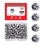 SPEEDWOX 100 PCS M3 x 0.5mmナイロンインサートナットロックナット、セルフロックナット304ステ