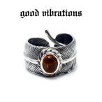 【正規取扱店】good vibrations＜琥珀 アンバー フェザー リング シルバーリング 指輪 フリーサイズ 19〜21号 シルバー 純銀＞送料無料