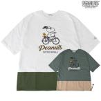 スヌーピー ドローコード 半袖 Tシャツ 春夏秋 ワンポイント PEANUTS SNOOPY