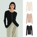 ショッピングFACE 即日発送 CLANE 正規商品 クラネ Wフェイス ゴールド ボタン ニットトップス W FACE GOLD BUTTON KNIT TOPS アイボリー/ベージュ/ブラック 3色展開 2026春夏新作