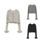 ショッピング色 即日発送 CLANE 正規商品 クラネ ショート フリル ニット トップス W FACE SHORT FRILL KNIT TOPS ホワイト/グレー/ブラック 3色展開 2026春夏新作