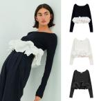 即日発送 CLANE 正規商品 トップス クラネ Wバルーン ショート ニット トップス W BALLOON SHORT KNIT TOPS ホワイト/ネイビー/ブラック 3色展開 2026春夏新作