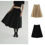 CLANE 正規商品 スカート クラネ タック ディテール フレアー スカート TUCK DETAIL FLARE SKIRT ベージュ/ブラック BEIGE/BLACK 2色展開 2025秋冬新作
