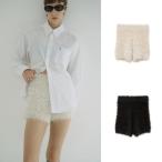 CLANE 正規商品 ボトムス クラネ シャギー ショート ニット パンツ SHAGGY SHORT KNIT PANTS ホワイト/ブラウン WHITE/BROWN 2025秋冬新作