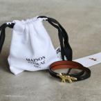 メゾンキツネ ジュエリー レザー MAISON KITSUNE プロファイル フォックス ブレスレット 専用ポーチ付き BRACELET PROFILE FOX ブラック×ブラウン 2025春夏新作