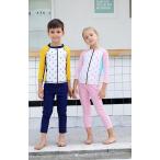 水着 男の子 女の子 キッズ水着 長袖ラッシュガード ハーフパンツ キャップ付き 3点セット