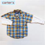 【2T 3T】 カーターズ 正規品 Careter's ブルーのギンガムチェック重ね着風ボタンシャツ (6M 12M 1歳 1才 18M 2歳 2才 24M 2T 3歳 3才 3T 4歳 4才 4T 5歳…