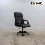  прекрасный товар Karimoku Karimoku XS1080WW рабочий стул / литейщик стул подъемник талант есть высокий задний u дверь m Vintage кожа / кожа 