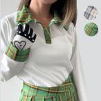 ショッピングプティプラ 【SETUP対応】チェックポイントLT K250803-01 韓国ゴルフウェア レディース 長袖ポロシャツ カジュアル シンプル 白 安い プチプラ 無地 シンプル プティオール