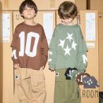 2025秋冬新作 b-ROOM MNCM どちらが前でもOK カイテキ天竺 プリントレイヤードビッグTシャツ No.9853234 ビールーム 子供服 長袖 Tシャツ ロンT プリント 人気