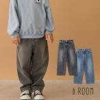 2025秋冬新作 b-ROOM LOVE DENIM ルーズストレートパンツ No.9854101 ビールーム ロング パンツ 10分丈 ウエストゴム ゆったり シンプル カジュアル 着回し