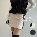 ゴルフウェア レディース 裏起毛 細身 サイドラインダウンタイトスカート K221202-02  韓国 安い プチプラ 黒 ミニ丈 ボトムス  小さいサイズ