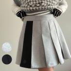 ショッピングプティプラ プリーツウールスカート k231207-01 韓国ゴルフウェア スカート 秋 冬 レディース 安い 黒  プティオール