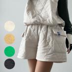 ショッピングプティプラ SETUP対応 楽々キルトショートパンツ K240904-02 韓国ゴルフウェア レディース カジュアル 大きいサイズ 安い プチプラ 緑 黒 無地 シンプル プティオール