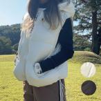 ショッピングプティプラ テープZIP中綿ベスト K250904-01 韓国ゴルフウェア レディース アウター ダウン ブルゾン 黒 冬  安い プチプラ 無地 シンプル ゴルフ女子  プティオール