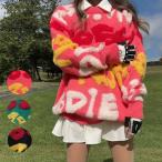 ショッピングプティプラ もころごオーバーニット K250907-01 韓国ゴルフウェア ゴルフウェア レディース セーター トップス  秋冬  柄 ゴルフ女子 お洒落 プティオール