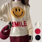 ショッピングプティプラ SMILEセーター K250912-01 韓国ゴルフウェア レディース トップス ニット カジュアル ニコちゃん 秋 冬  安い プチプラ 可愛い プティオール putyAll