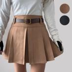 ショッピングプティプラ ベルト付きスウェード風スカート K250914-02 韓国ゴルフウェア レディース スカート 冬 秋  安い プチプラ ゴルフ女子 可愛い お洒落 プティオール