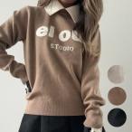 ショッピングプティプラ 襟付きロゴセーター K250917-01  韓国ゴルフウェア レディース トップス ニット カジュアル 白茶黒 秋 冬  安い プチプラ 可愛い プティオール putyAll