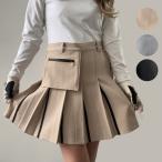 ショッピングプティプラ ポシェット付きラインプリーツスカート K250919-01 韓国ゴルフウェア レディース スカート キュロット 秋 冬  安い プチプラ シンプル ゴルフ女子 プティオール