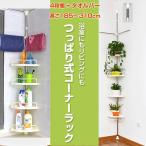 突っ張り式 4段棚 コーナーラック つっぱり式 コーナーバスラック 浴室 タオルバー ステンレス製 シャンプー台 収納棚 ◇CHI-ZJ-024
