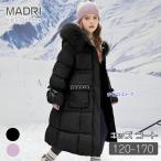 女の子 ロングコート ガールズ ロング丈ジャケット フード付き 中綿コート 中綿ジャケット ベンチコート ブラック パープル 紫 120 130 140 150 160 170 ダウン