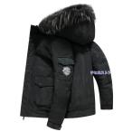 ダウンジャケット メンズ 暖かい おしゃれ 防寒着 メンズ ダウン アウター メンズ コート メンズ アウター 冬 柄 ファー付き