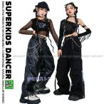 ダンス衣装 黒 ガールズ ヒップホップ 衣装 K-POP 韓国 ジャズ セットアップ へそ出し オフショル 肩出しトップス パンツ 子供ダンス服 ダンスウェア