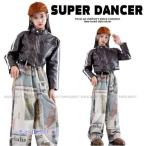 ショッピングダンス 衣装 ヒップホップ キッズダンス衣装 ジャケット 革ジャン デニム ヒップホップ 衣装 セットアップ ブルゾン 子供ダンス服 ダンスウェア ダンス衣装 キッズ 韓国 K-POP ブラウン