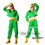 韓国 グリーン ダンス 衣装 セットアップ レディース ヒップホップ へそ出し パーカー パンツ 派手 ダンス衣装 大人 ジャズダンス ストリート系 ダンスウェア 上
