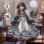 ロリータ ワンピース ゴスロリ Aライン Lolita リボン レディース コスチューム 衣装 フリル 仮装 パーティ 髪飾り イベント