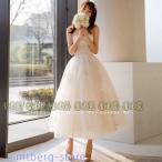 ウェディングドレス 花嫁 二次会 ウエディングドレス ミモレ丈ドレス 結婚式 前撮り 披露宴 リゾート シャンパン チュール サマー挙式 星 クラゲ ビーチフォート