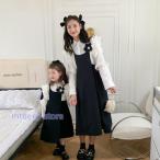 ママとお揃い ワンピース 長袖 シャツ2点セット 子供服 キッズ レディース 親子ペア ペアルック ロング リンクコーデ 親子お揃い 大人 可愛い おしゃれ