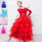 5カラー 社交ダンス 衣装 モダンドレス ラテンドレス ラテン 社交ダンスドレス 大きい裾 S~3XL ダンス 練習服 舞台