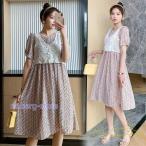 マタニティ ワンピース 2点セット シフォン ワンピース レディース マタニティウェア ママ服 妊婦服 産前 産後 ワンピース 膝丈 かわいい 薄手 カジュアル