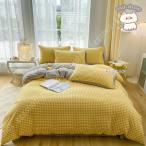 ギンガムチェック 掛け布団カバー 3点セット 綿 天然素材 チェック柄 北欧風 オシャレ 可愛い 4点セット ボックスシーツ フラットシーツ ベッドカバー