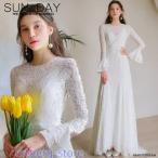 ショッピングウェディング ウェディングドレス ウェディングドレス白 パーティードレス レース 簡約 花嫁ロングドレス 露背 結婚式 トレーンライン 二次会 エレガント お呼ばれ 挙式hs5263