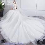 ショッピングウェディング ウェディングドレス ウェディングドレス白 パーティードレス 可愛いレース 長袖花嫁ロングドレス 結婚式 トレーンライン 二次会 エレガント お呼ばれ 挙式hs5454