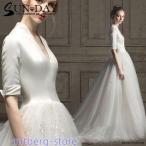 ショッピングウェディング ウェディングドレス ウェディングドレス白 パーティードレス Vネック 花嫁ロングドレス 結婚式 トレーンライン 二次会 エレガント お呼ばれ 挙式hs5470