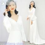 新品ウェディングドレス ウエディングドレス白 パーティー Vネック 花嫁ロングドレス 結婚式 トレーンライン 二次会 フォームドレス お呼ばれ 挙式hs5999