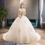 ウェディングドレス白 パーティードレス レース オフショルダー 花嫁ロングドレス 簡約 結婚式 露背 二次会 お呼ばれ 挙式 姫系hs5162
