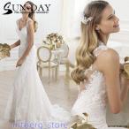 ショッピングウェディング ウェディングドレス ウェディングドレス白 パーティードレス 二次会 ロングドレス プリンセス 結婚式 二次会 マーメイドトレーンライン レースhs1242