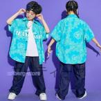 ショッピング韓国子供服 ヒップホップ キッズダンス衣装 韓国子供服 かっこいい ステージ衣装 シャツ 練習着 男の子 女の子 Tシャツ 上下セット チェック柄 デニムパンツ