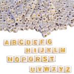 選べる アルファベットビーズ 【 4.5mm / 1個 】 ビーズ 文字 ABC 単品 推し活 名前 ハンドメイド 四角 キューブ ゴールド 小さい
