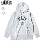HOUSTON ヒューストン U.S.NAVY 染み込みプリント ミリタリースウェット パーカー ヘビーウェイト USコットン 長リブ 霜降りグレー オフホワイト