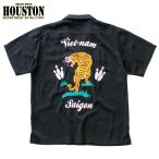 ショッピング刺繍 HOUSTON ヒューストン ボーリングシャツ 虎ベトナム刺繍 ブラック 黒