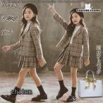 卒業式 小学校 女子 スーツ 入学式 女の子 スーツ チェック柄 子供服 セットアップ スカートセット 2点セット 小学生卒業式スーツ