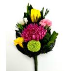 プリザーブドフラワー仏花 1本  輪菊 黄色＆開花赤紫 仏花 お彼岸 お盆 …