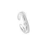 MIKAMU 二連 指輪 レディース CZダイヤモンド シルバー925 純銀製 二連 リング フリーサイズ 結婚指輪 婚約指輪 恋人 プレゼ通販