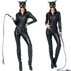 ハロウィン 全身タイツ 黒ネコ ボンテージ ライダースーツ風 セクシー 大きいサイズ コスプレ衣装  エジプシャンキャット 女神 大人用 女性用 コスチューム